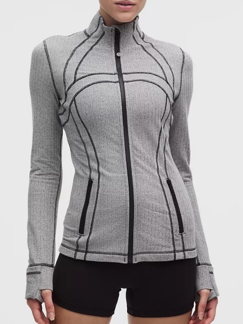 lululemon athletica Heather Gray Stitch-Detail Zip Jacket - Size 4/S